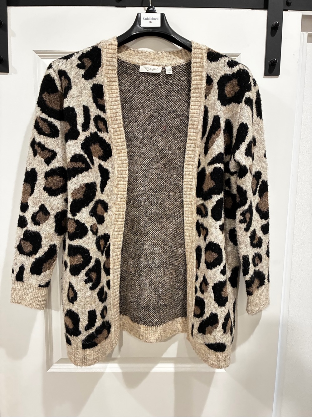 Women’s  Beige Leopard Print Open-Front Cardigan